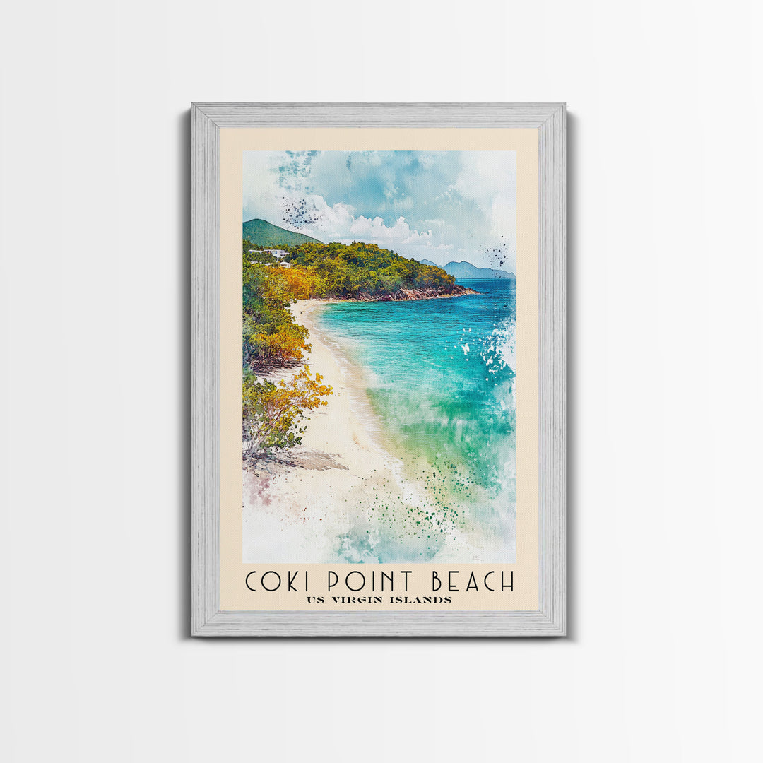 Coki Point Beach, US Virgin islands Watercolor Print, Vacation Gift, US Virgin islands Wall Art, Vacation Wall Art, Vacatation Memories, Beach Decor, Beach Or Lakehouse Art