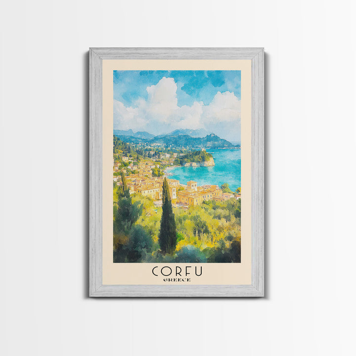 Corfu, Greece Watercolor Beach Print, Vacation Gift, Greece Wall Art, Beach Painting, Beach Decor, Beach Painting