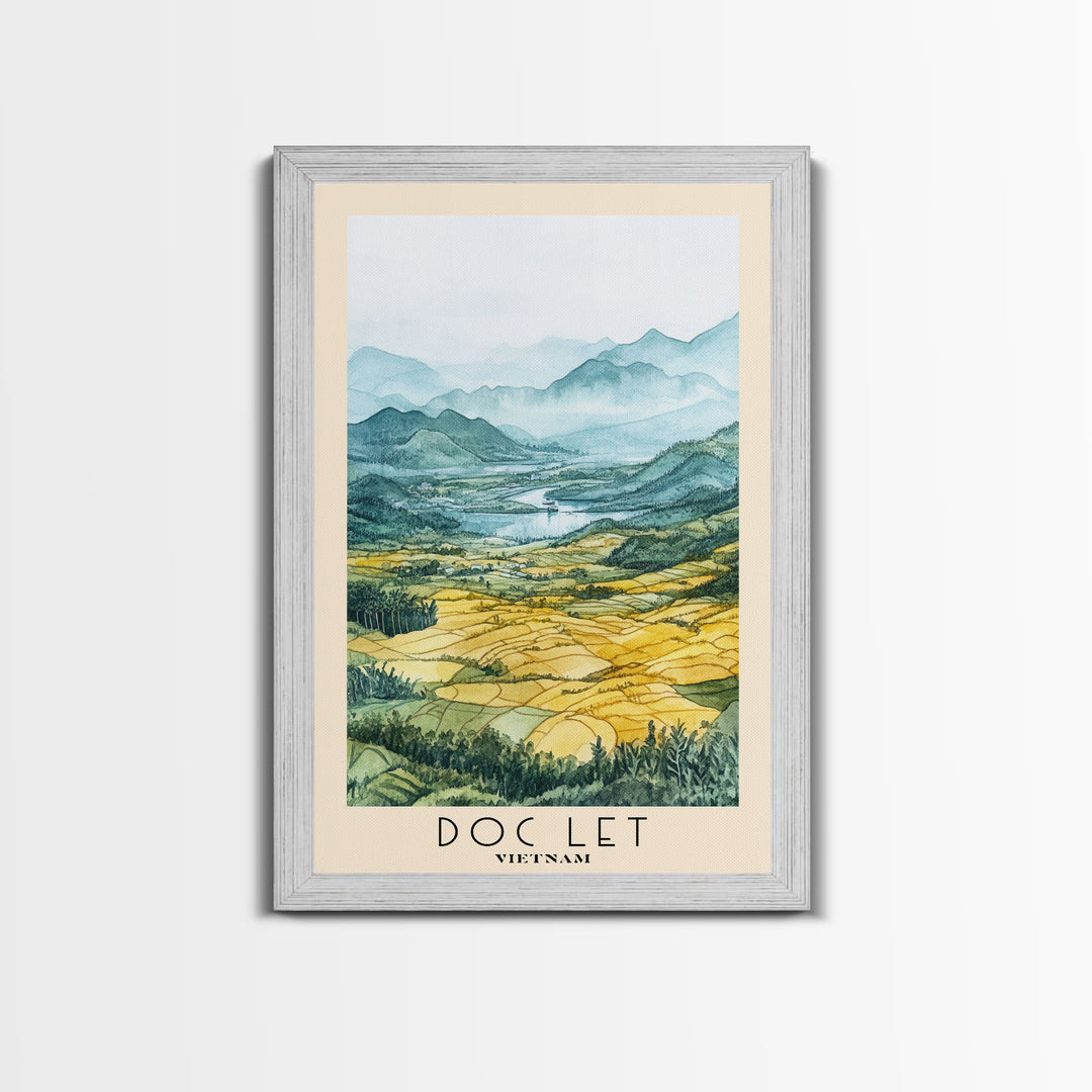 Doc Let, Vietnam Watercolor Print, Vacation Gift, Vietnam Wall Art, Beach Painting, Beach Decor, Large Wall Art, Wood Frame Art