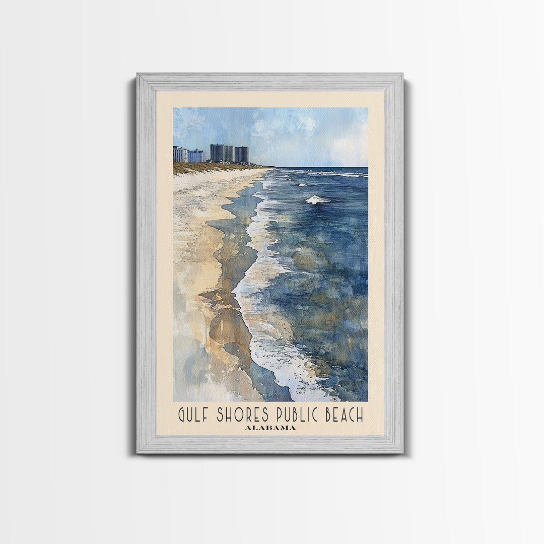 Gulf Shores Public Beach, Alabama Watercolor Print, Vacation Gift, Alabama Wall Art, Beach Painting, Beach Decor, Large Wall Art, Wood Frame Art