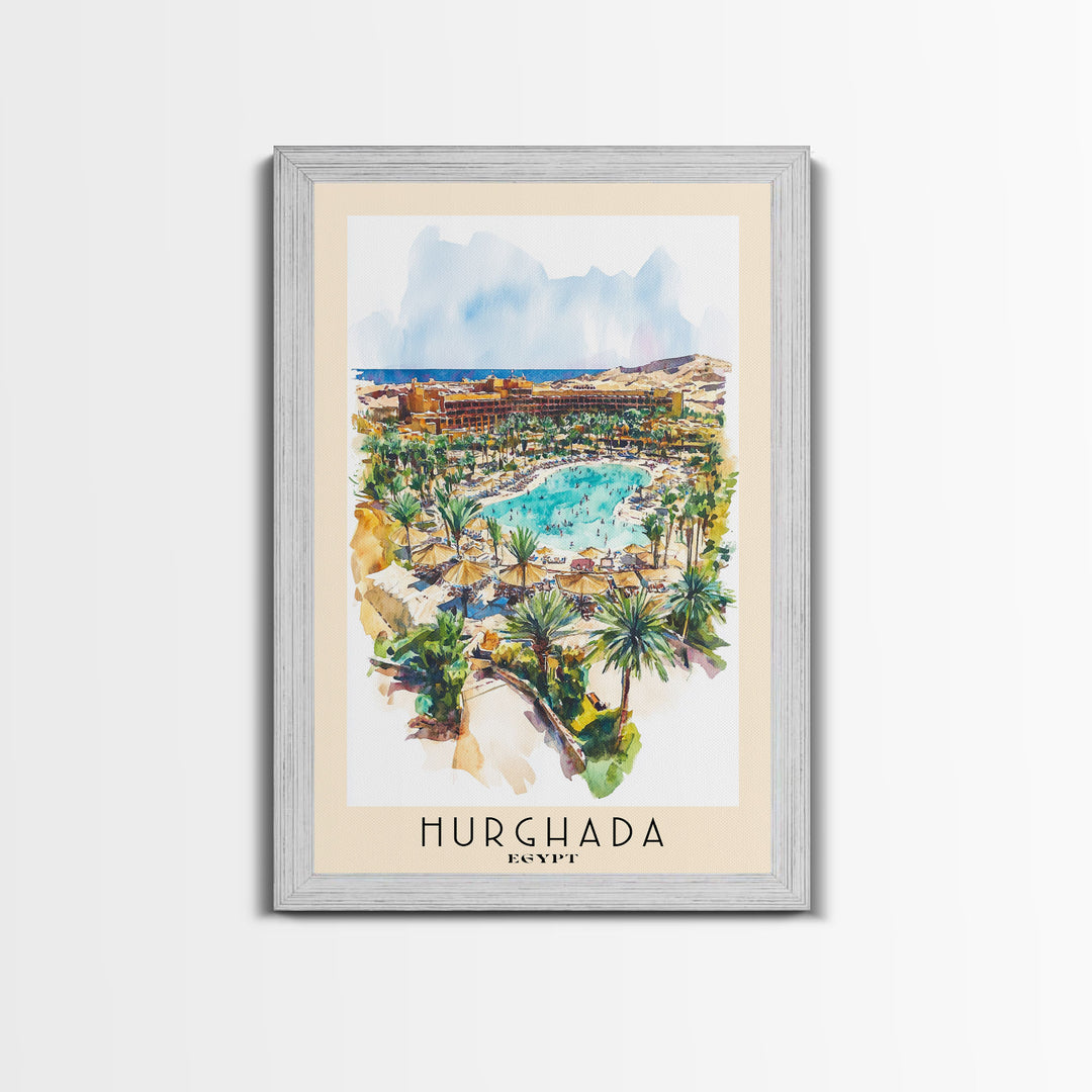 Hurghada, Egypt Watercolor Beach Print, Vacation Gift, Egypt Wall Art, Beach Painting, Beach Decor, Beach Painting
