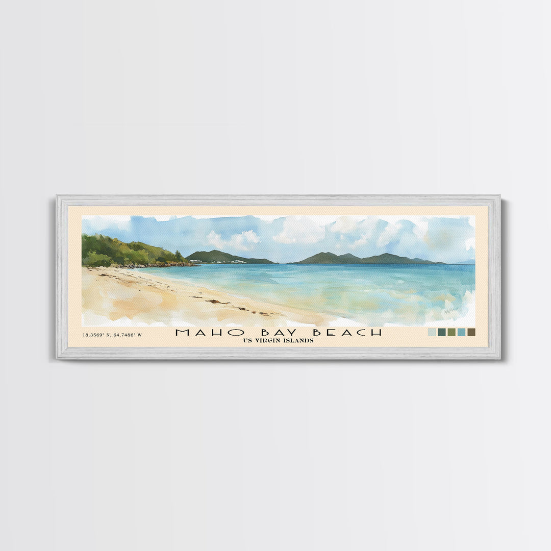 Maho Bay Beach, US Virgin islands Watercolor Print, Vacation Gift, US Virgin islands Wall Art, Beach Painting, Beach Decor, Beach Or Lakehouse Art