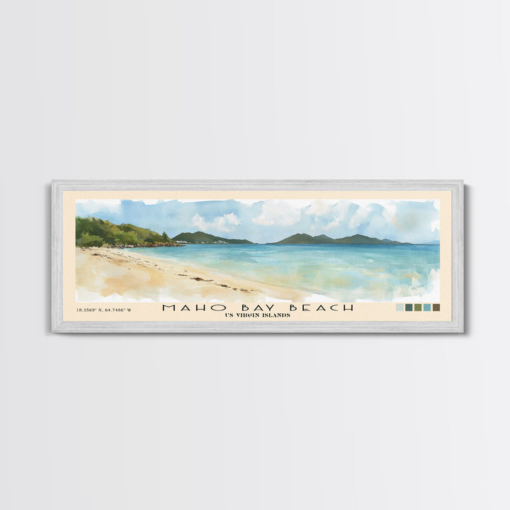 Maho Bay Beach, US Virgin islands Watercolor Print, Vacation Gift, US Virgin islands Wall Art, Beach Painting, Beach Decor, Beach Or Lakehouse Art