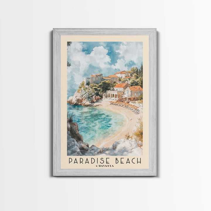 Paradise Beach, Croatia Watercolor Print, Vacation Gift, Croatia Wall Art, Vacation Wall Art, Vacatation Memories, Beach Decor, Beach Or Lakehouse Art