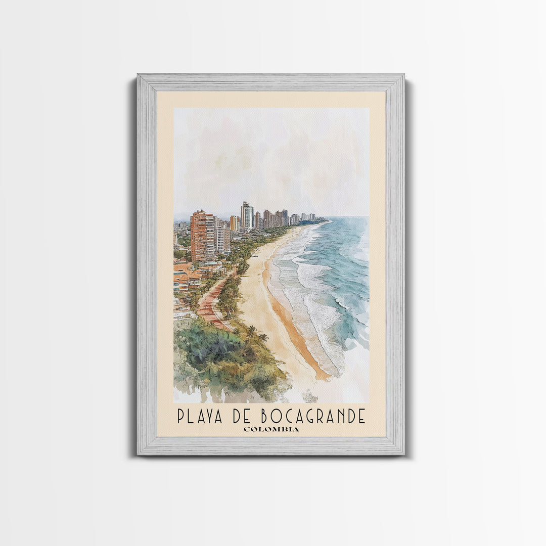 Playa de Bocagrande, Colombia Watercolor Print, Vacation Gift, Colombia Wall Art, Beach Painting, Beach Decor, Beach Or Lakehouse Art