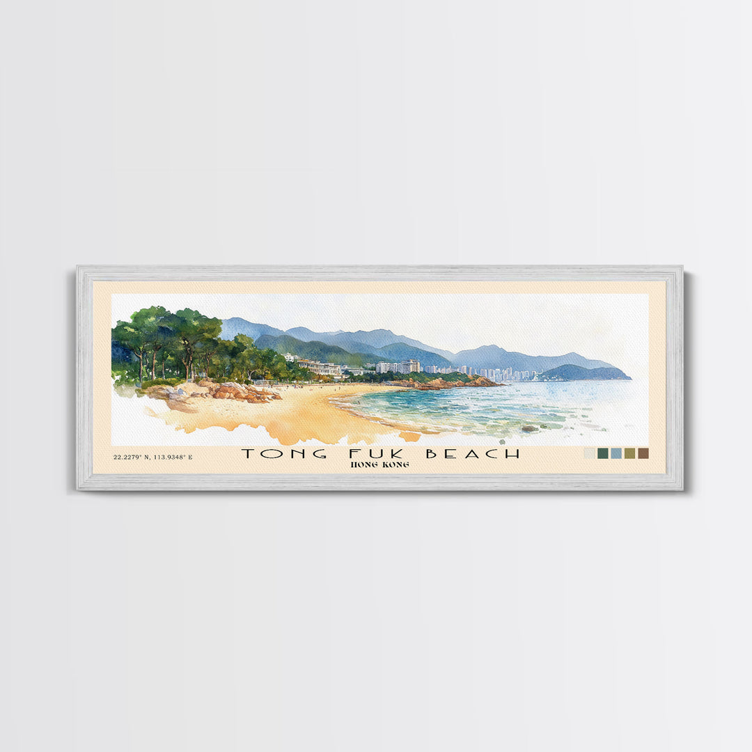 Tong Fuk Beach, Hong Kong Watercolor Print, Vacation Gift, Hong Kong Wall Art, Vacation Wall Art, Vacatation Memories, Beach Decor, Beach Or Lakehouse Art