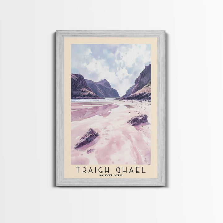 Traigh Ghael, Scotland Watercolor Print, Vacation Gift, Scotland Wall Art, Beach Painting, Beach Decor, Large Wall Art, Wood Frame Art