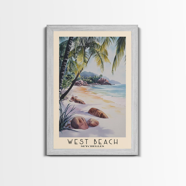 West Beach, Seychelles Watercolor Print, Vacation Gift, Seychelles Wall Art, Beach Painting, Beach Decor, Beach Or Lakehouse Art