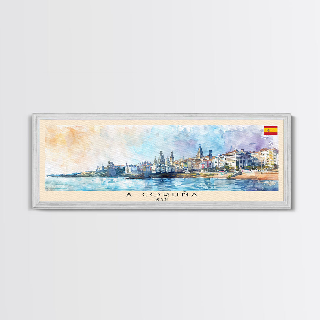 A Coruńa Spain Travel Art, City Art, Framed Canvas Print or Metal Wall Art, Europe Travel Poster, Panoramic Wall Art, Extra Wide Wall Art