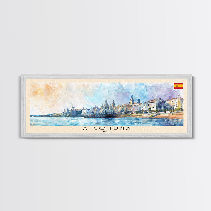 A Coruńa Spain Travel Art, City Art, Framed Canvas Print or Metal Wall Art, Europe Travel Poster, Panoramic Wall Art, Extra Wide Wall Art