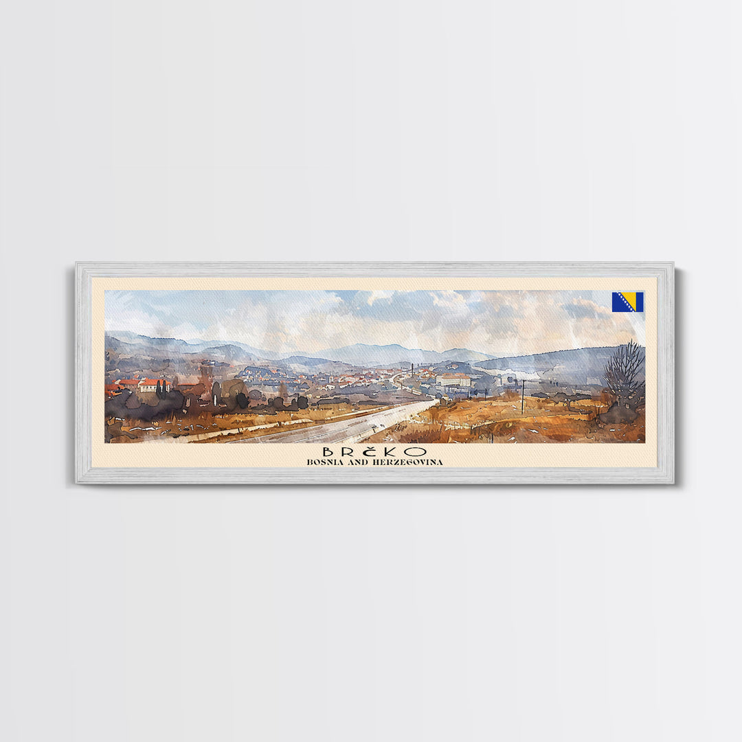 Brčko Bosnia Wall Art, Panoramic Travel Poster, Panoramic Framed Canvas Print, City Wall Art, Wall Hanging Home Decor, Travel Art