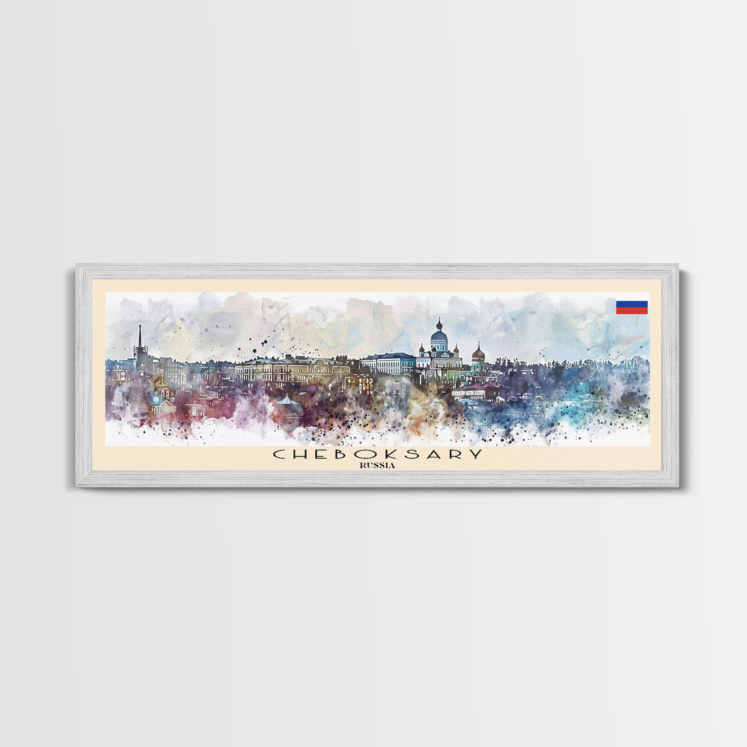 Cheboksary Russia Travel Art, City Art, Framed Canvas Print or Metal Wall Art, Europe Travel Poster, Panoramic Wall Art, Extra Wide Wall Art
