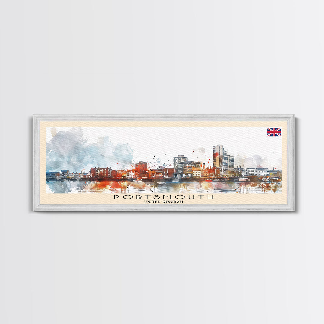 Portsmouth United Kingdom Wall Art, Panoramic Travel Poster, Panoramic Framed Canvas Print, City Wall Art, Wall Hanging Home Decor, Travel Art
