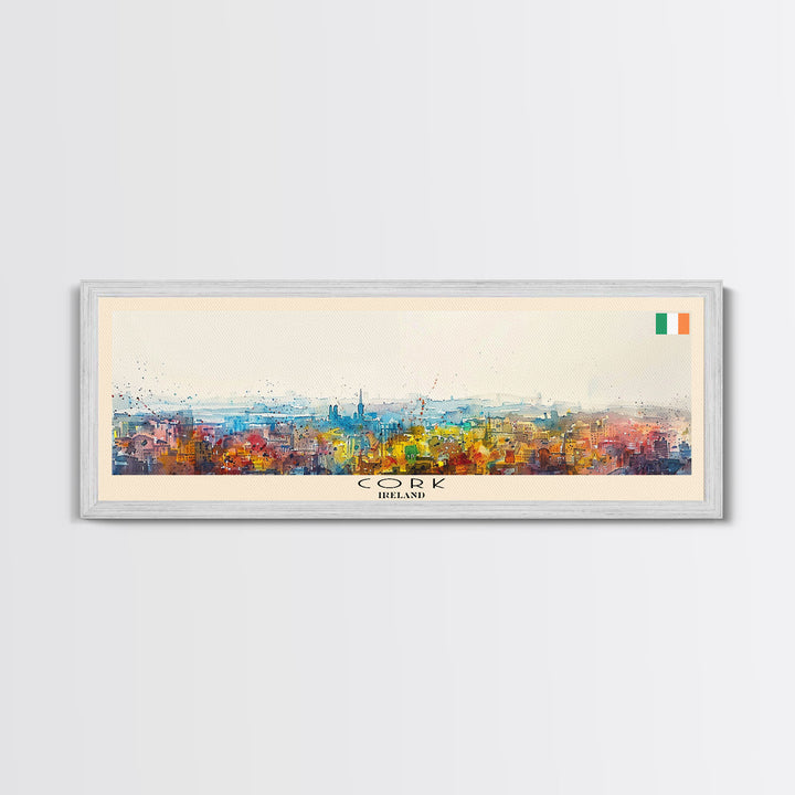 Cork Ireland Panoramic Travel Poster, Framed Canvas Print or Metal Wall Art, Travel Art, Home Decor, Panoramic Painting, Midcentury Art