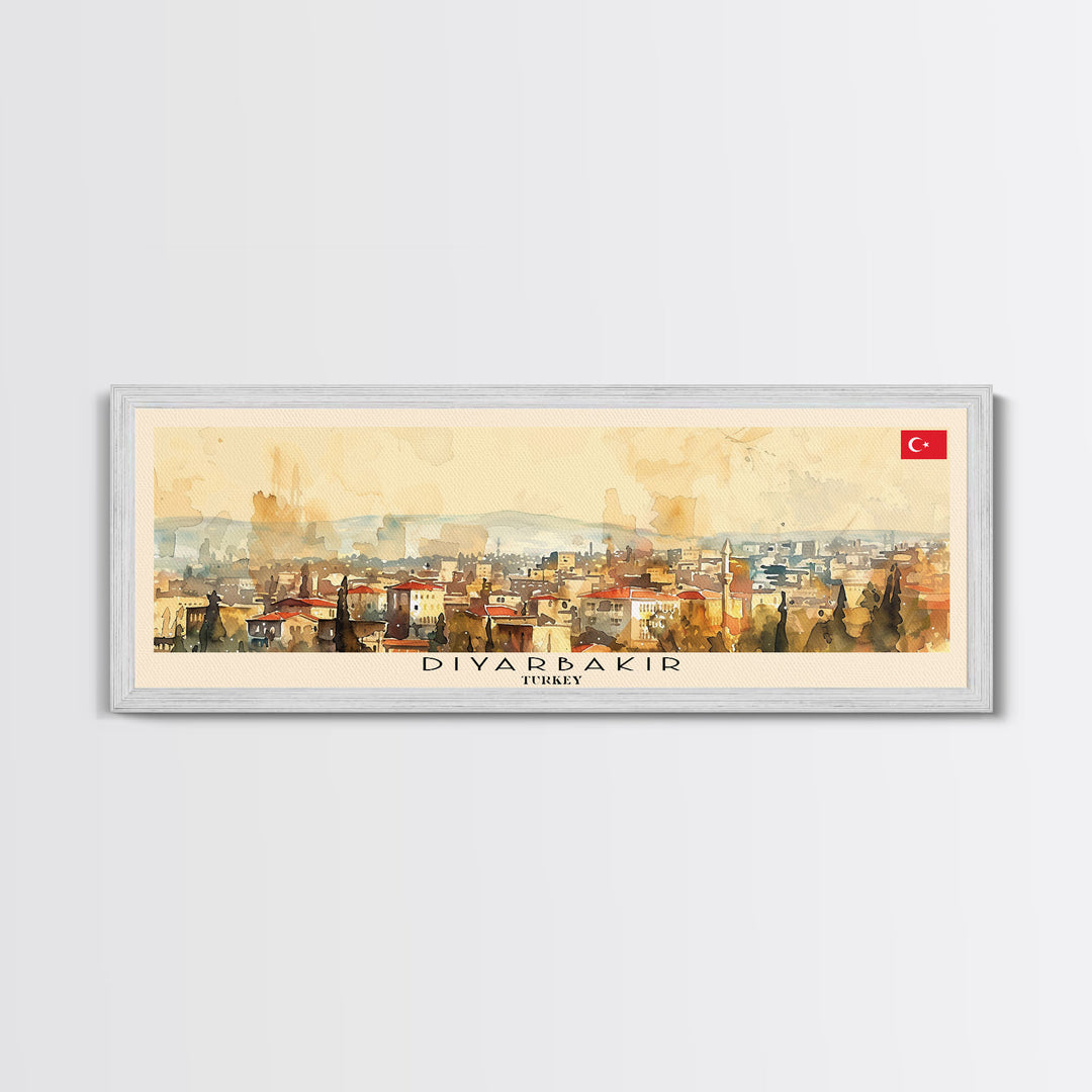 Diyarbakr Turkey Panoramic Travel Poster, Framed Canvas Print or Metal Wall Art, Travel Art, Home Decor, Panoramic Painting, Midcentury Art