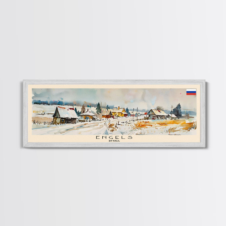 Engels Russia Panoramic Travel Poster, Framed Canvas Print or Metal Wall Art, Travel Art, Home Decor, Panoramic Painting, Midcentury Art