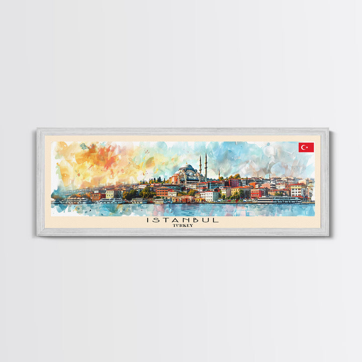 Istanbul Turkey Travel Print Wall Art, Panoramic City Art, Travel Art, Wall Decor, Vacation Gift, Framed Canvas Print Or Metal Art