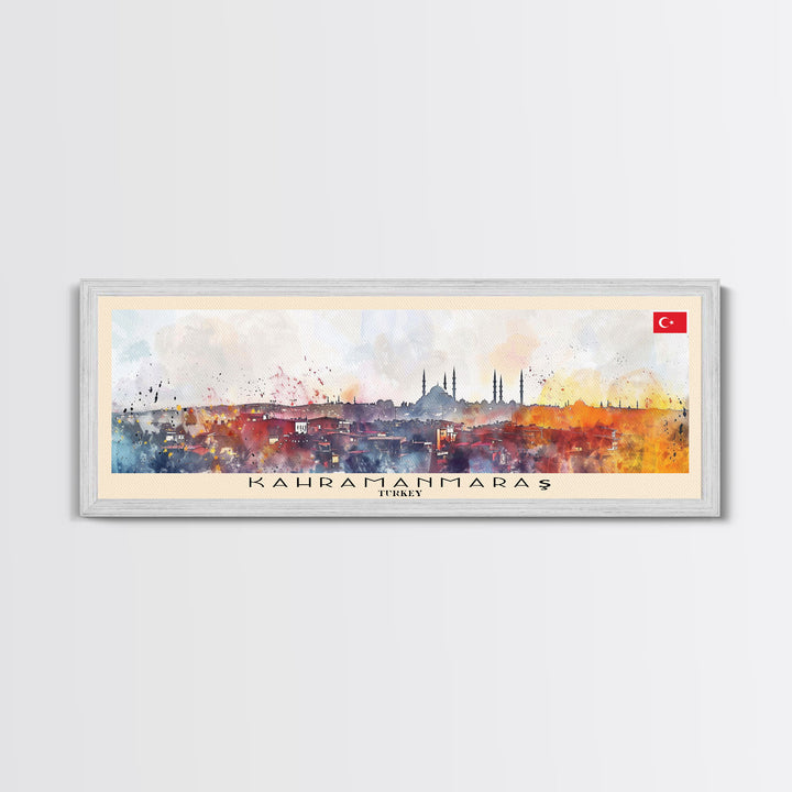 Kahramanmaras Turkey Panoramic Travel Poster, Framed Canvas Print or Metal Wall Art, Travel Art, Home Decor, Panoramic Painting, Midcentury Art