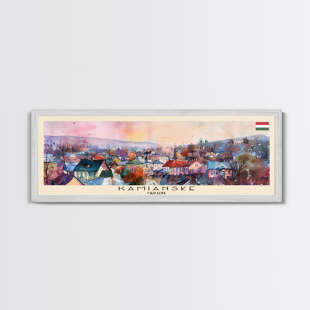 Kamianske Ukraine Wall Art, Panoramic Travel Poster, Panoramic Framed Canvas Print, City Wall Art, Wall Hanging Home Decor, Travel Art