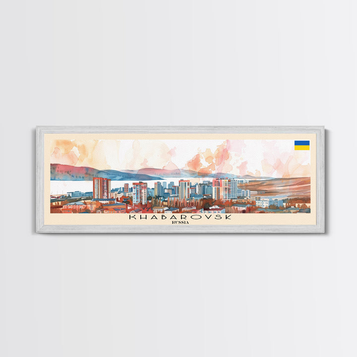 Khabarovsk Russia Travel Art, City Art, Framed Canvas Print or Metal Wall Art, Europe Travel Poster, Panoramic Wall Art, Extra Wide Wall Art