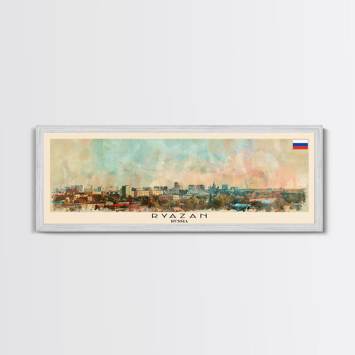 Ryazan Russia Panoramic Travel Poster, Framed Canvas Print or Metal Wall Art, Travel Art, Home Decor, Panoramic Painting, Midcentury Art