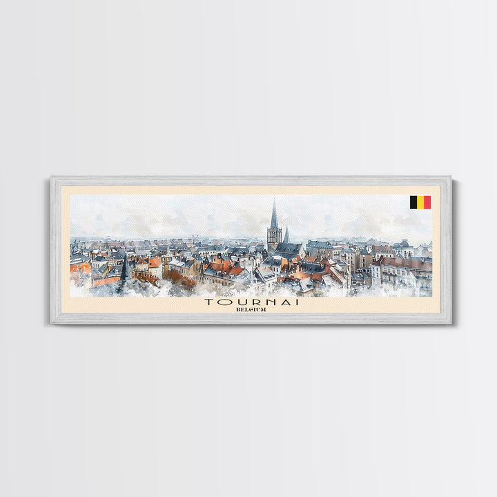 Tournai Belgium Travel Print Wall Art, Panoramic City Art, Travel Art, Wall Decor, Vacation Gift, Framed Canvas Print Or Metal Art