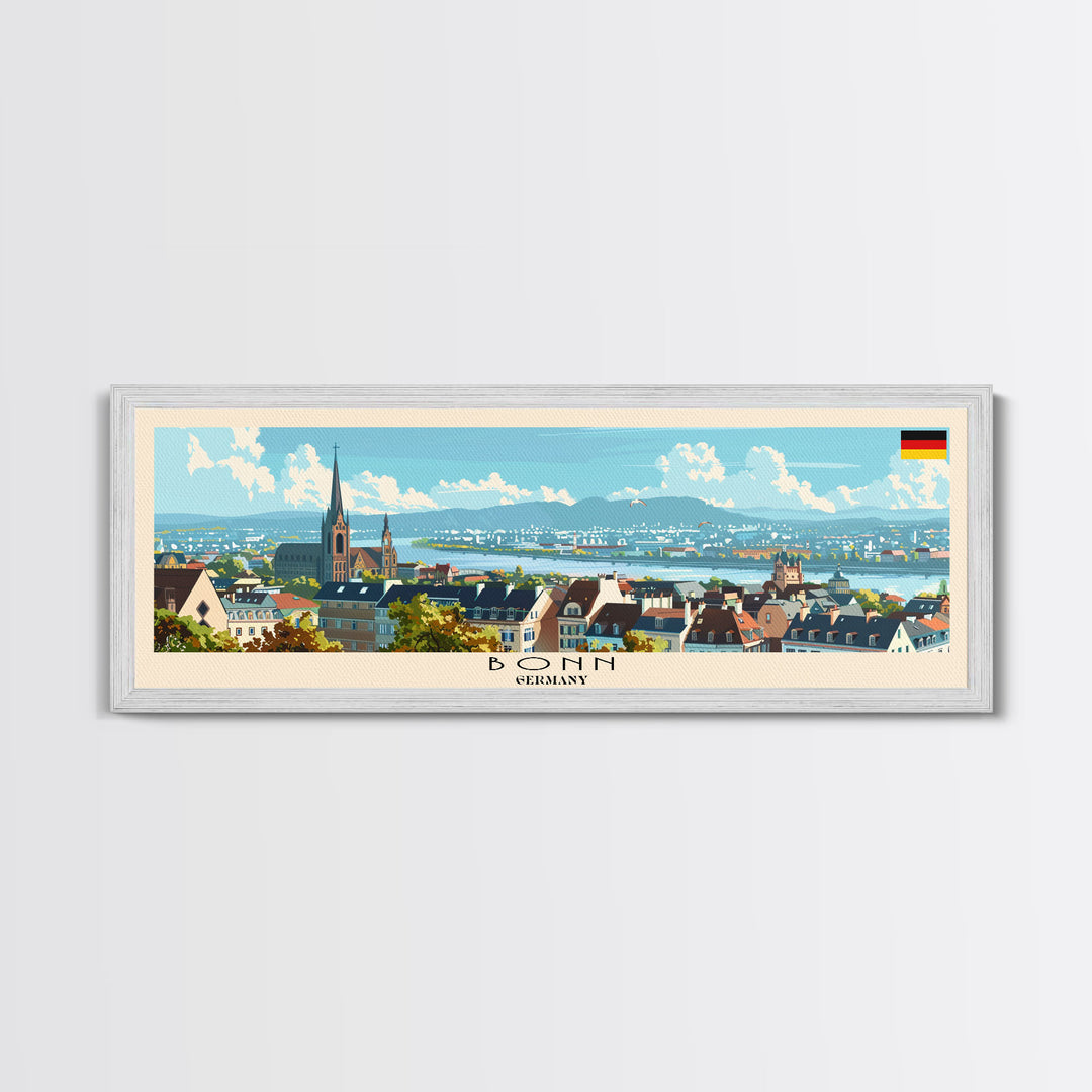 Bonn Germany Travel Print Wall Art, Panoramic City Art, Travel Art, Wall Decor, Vacation Gift, Framed Canvas Print Or Metal Art