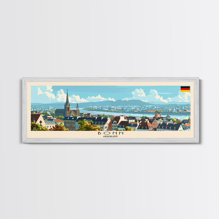 Bonn Germany Travel Print Wall Art, Panoramic City Art, Travel Art, Wall Decor, Vacation Gift, Framed Canvas Print Or Metal Art