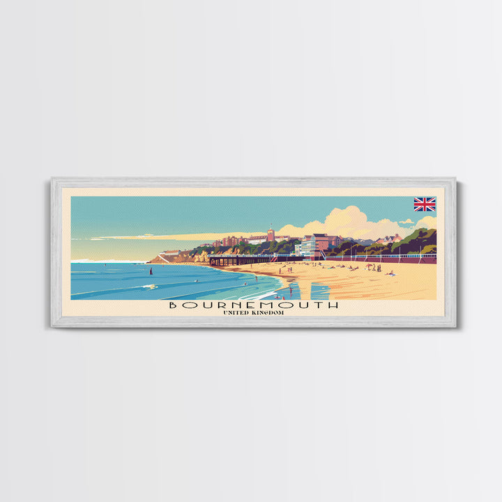 Bournemouth United Kingdom Wall Art, Panoramic Travel Poster, Panoramic Framed Canvas Print, City Wall Art, Wall Hanging Home Decor, Travel Art