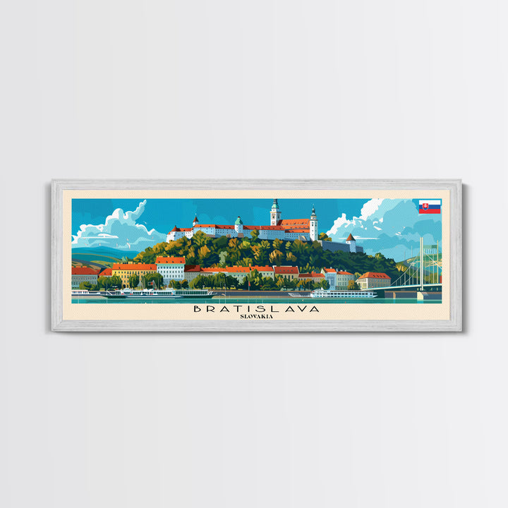 Bratislava Slovakia Wall Art, Panoramic Travel Poster, Panoramic Framed Canvas Print, City Wall Art, Wall Hanging Home Decor, Travel Art
