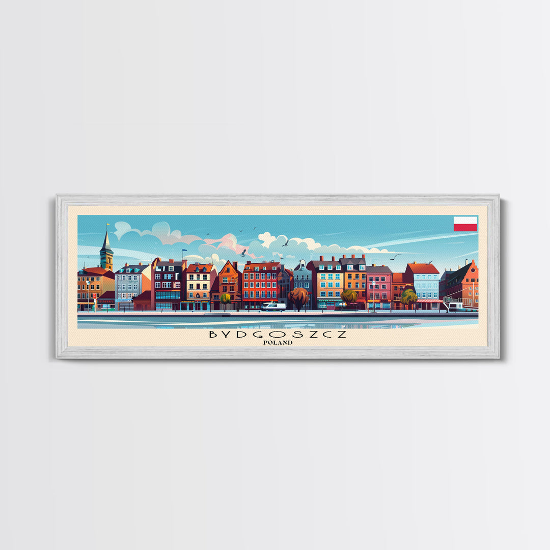 Bydgoszcz Poland Travel Art, City Art, Framed Canvas Print or Metal Wall Art, Europe Travel Poster, Panoramic Wall Art, Extra Wide Wall Art