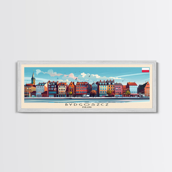 Bydgoszcz Poland Travel Art, City Art, Framed Canvas Print or Metal Wall Art, Europe Travel Poster, Panoramic Wall Art, Extra Wide Wall Art