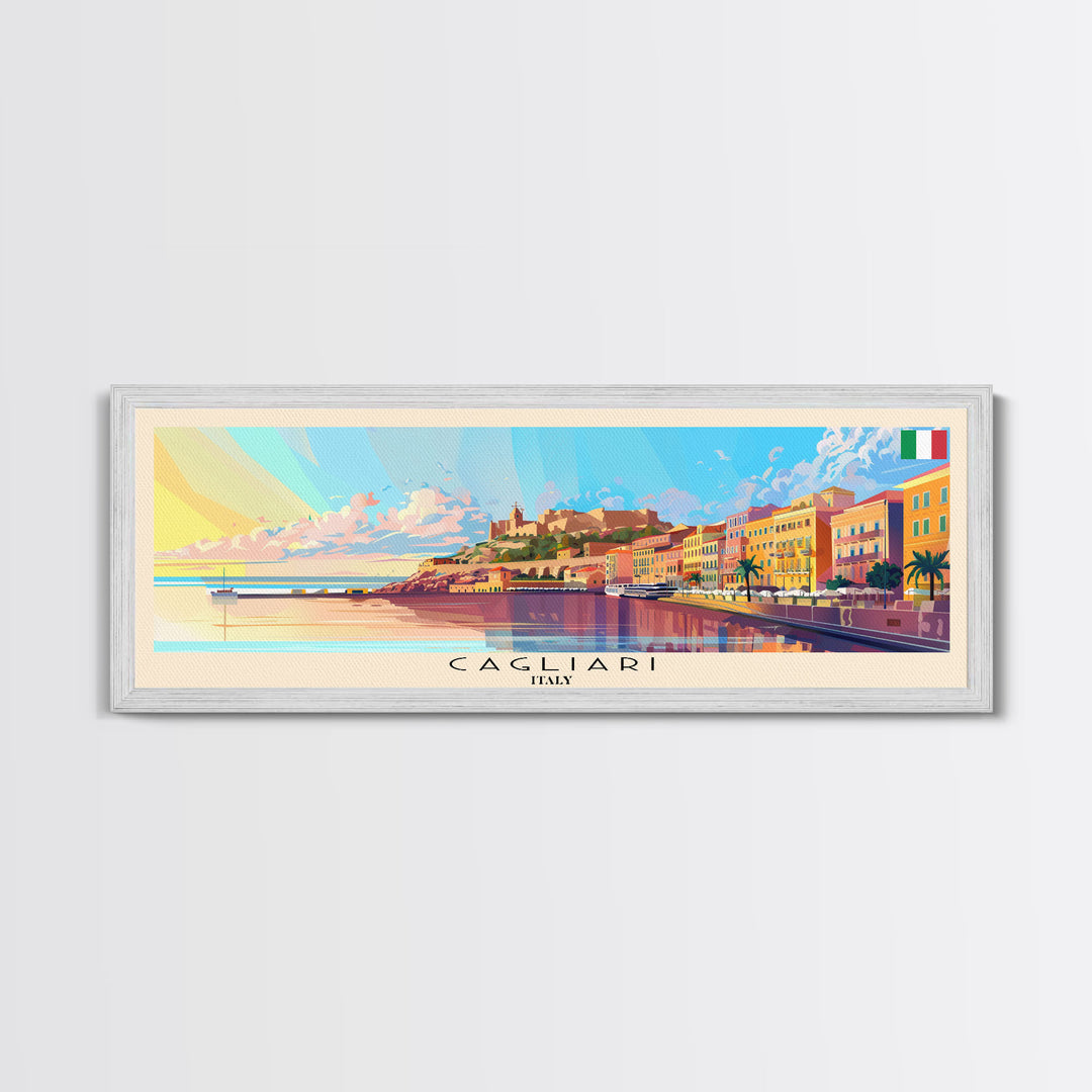 Cagliari Italy Wall Art, Panoramic Travel Poster, Panoramic Framed Canvas Print, City Wall Art, Wall Hanging Home Decor, Travel Art