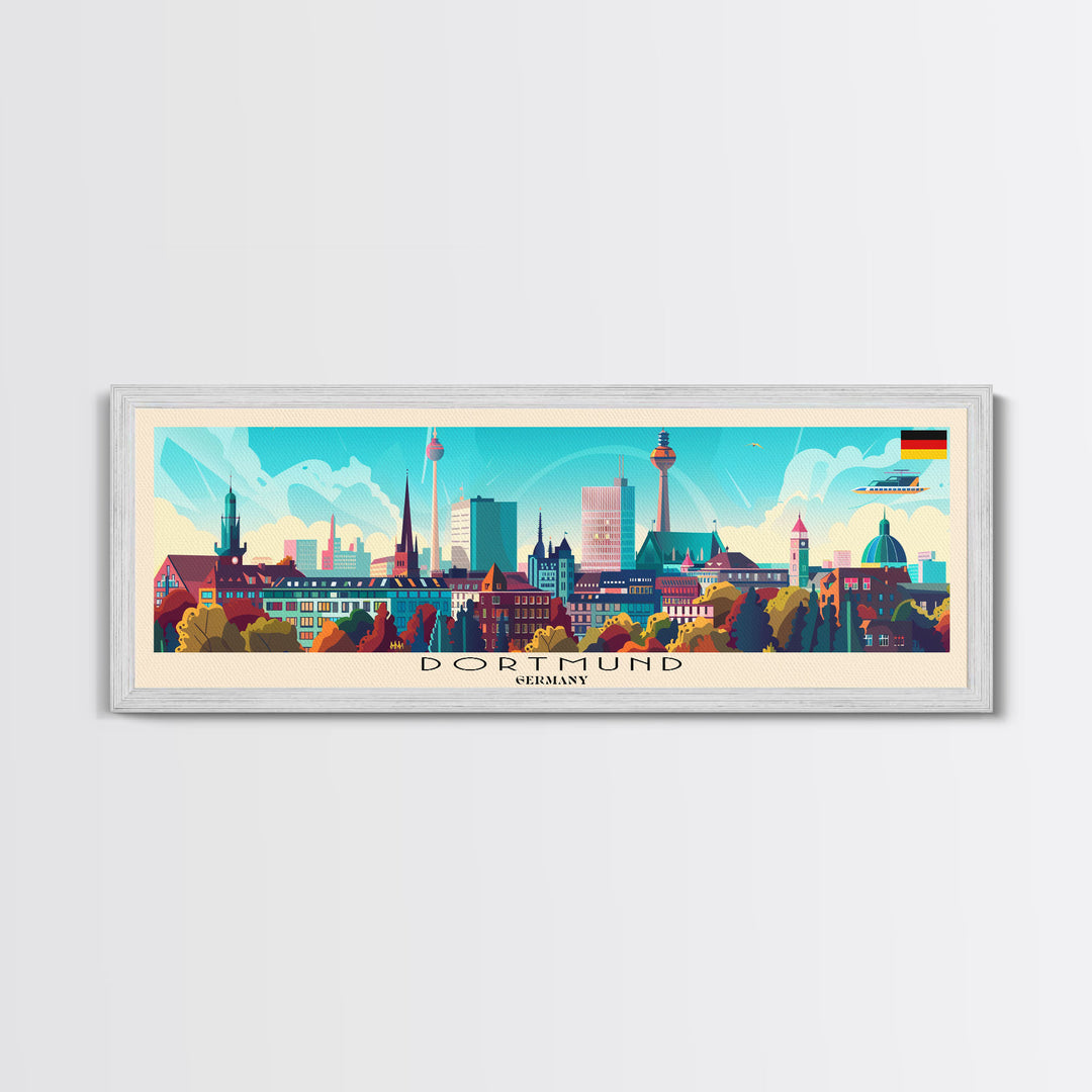 Dortmund Germany Wall Art, Panoramic Travel Poster, Panoramic Framed Canvas Print, City Wall Art, Wall Hanging Home Decor, Travel Art