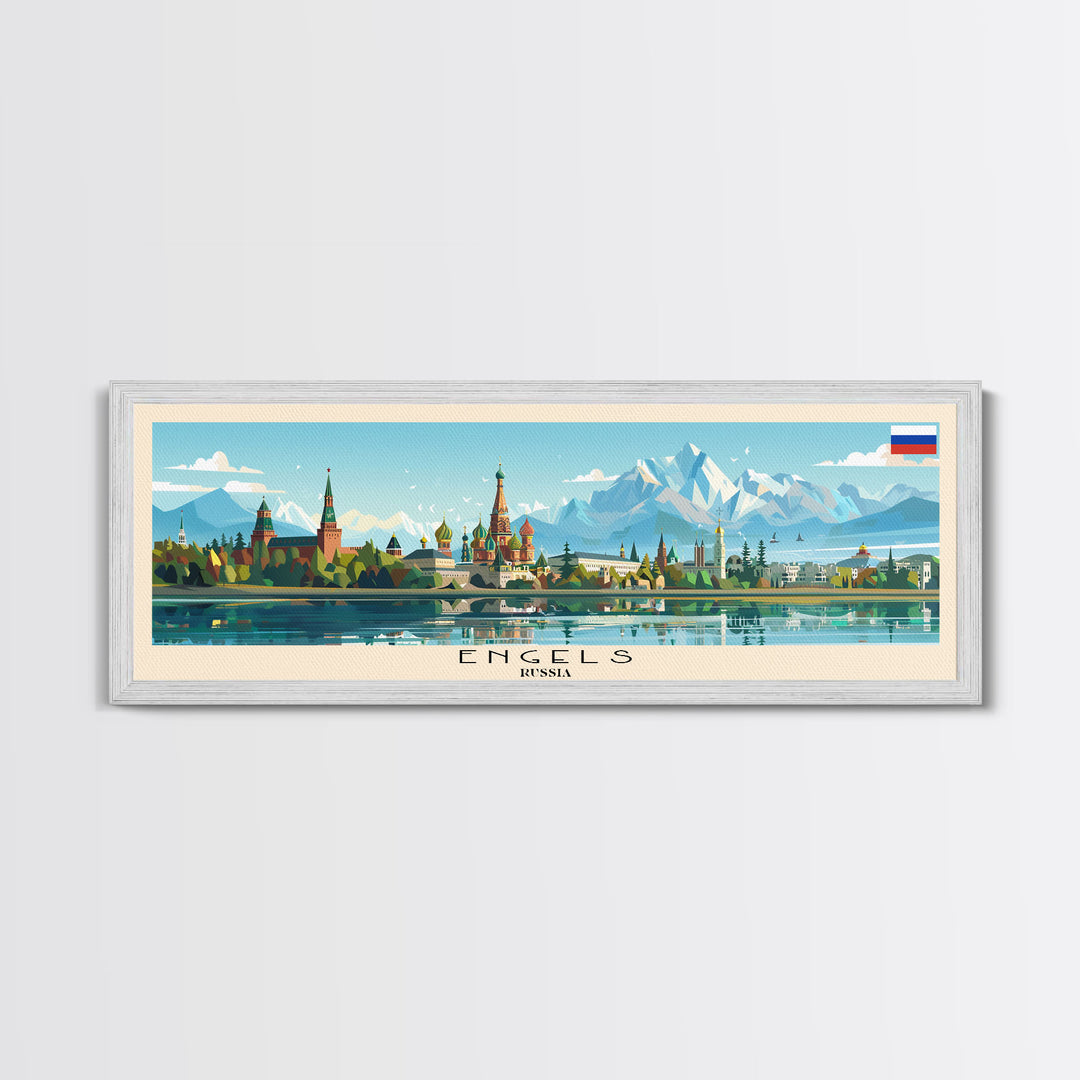 Engels Russia Panoramic Travel Poster, Framed Canvas Print or Metal Wall Art, Travel Art, Home Decor, Panoramic Painting, Midcentury Art