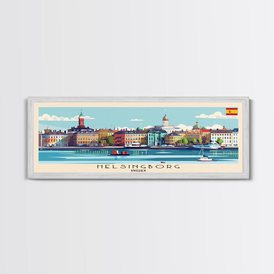 Helsingborg Sweden Travel Print Wall Art, Panoramic City Art, Travel Art, Wall Decor, Vacation Gift, Framed Canvas Print Or Metal Art
