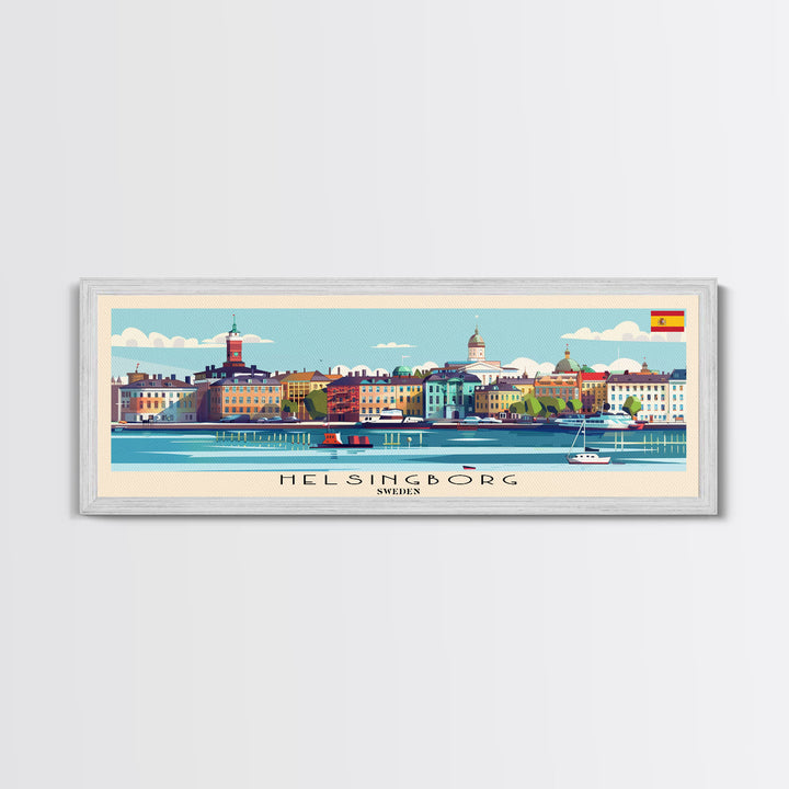 Helsingborg Sweden Travel Print Wall Art, Panoramic City Art, Travel Art, Wall Decor, Vacation Gift, Framed Canvas Print Or Metal Art