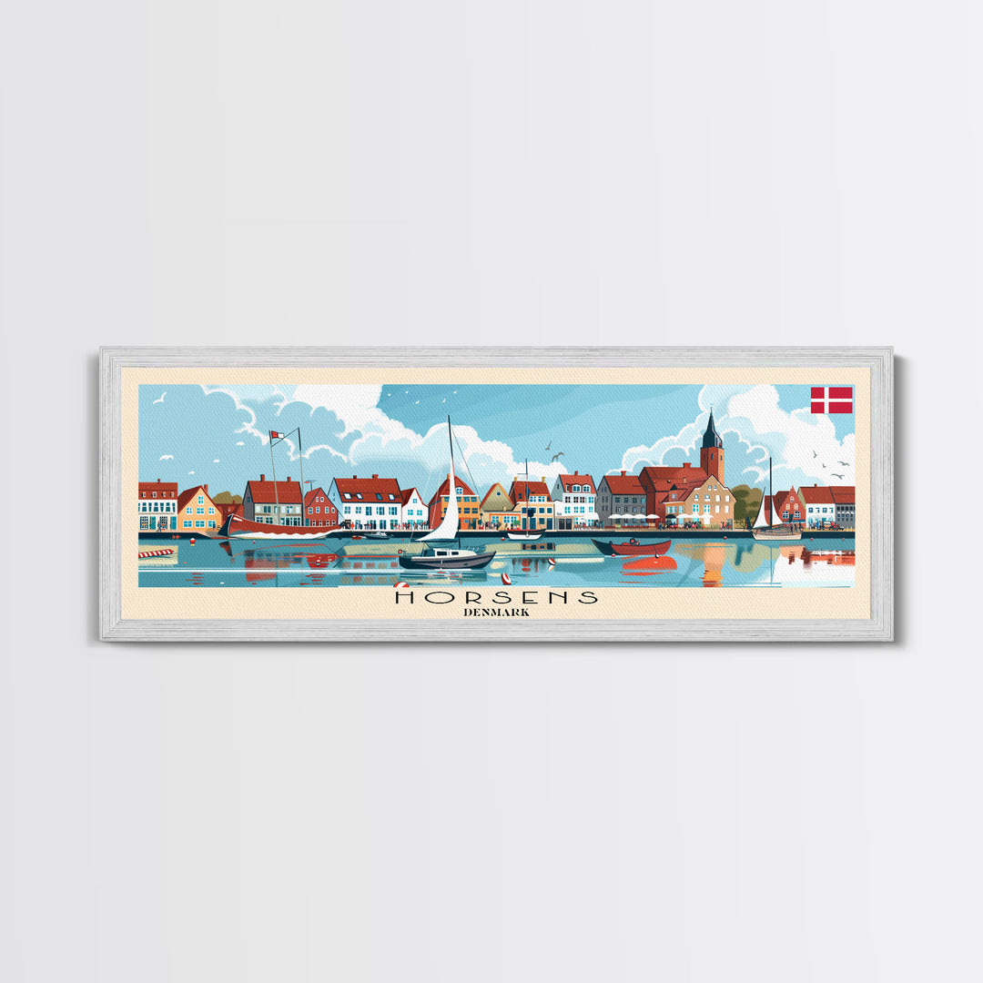 Horsens Denmark Travel Print Wall Art, Panoramic City Art, Travel Art, Wall Decor, Vacation Gift, Framed Canvas Print Or Metal Art