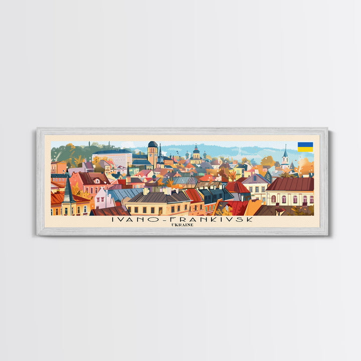 Ivano Frankivsk Travel Art, City Art, Framed Canvas Print or Metal Wall Art, Europe Travel Poster, Panoramic Wall Art, Extra Wide Wall Art
