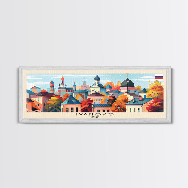 Ivanovo Russia Panoramic Travel Poster, Framed Canvas Print or Metal Wall Art, Travel Art, Home Decor, Panoramic Painting, Midcentury Art