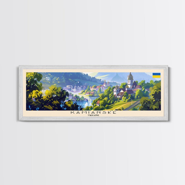 Kamianske Ukraine Wall Art, Panoramic Travel Poster, Panoramic Framed Canvas Print, City Wall Art, Wall Hanging Home Decor, Travel Art