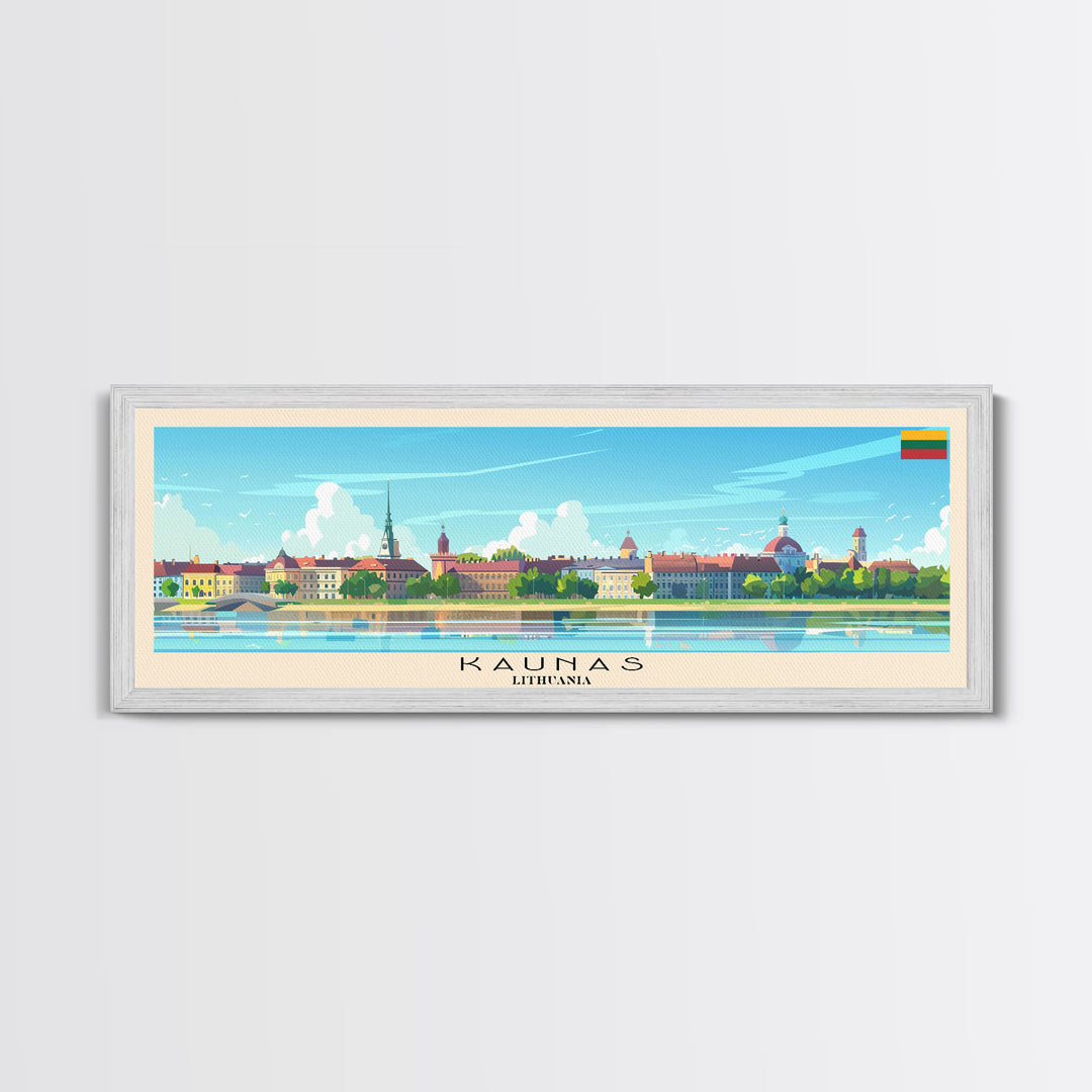 Kaunas Lithuania Travel Print Wall Art, Panoramic City Art, Travel Art, Wall Decor, Vacation Gift, Framed Canvas Print Or Metal Art