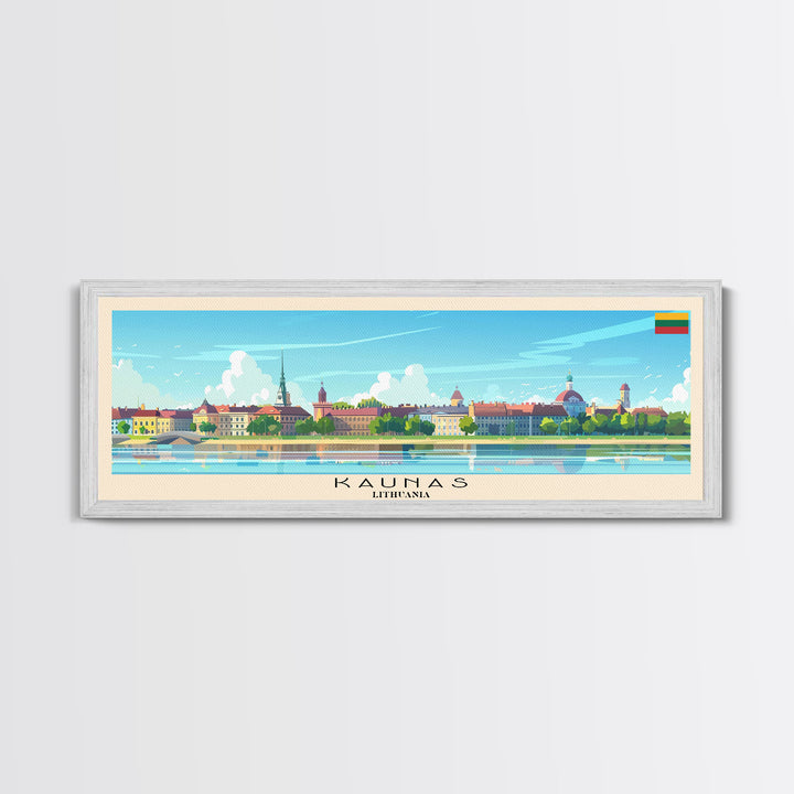 Kaunas Lithuania Travel Print Wall Art, Panoramic City Art, Travel Art, Wall Decor, Vacation Gift, Framed Canvas Print Or Metal Art
