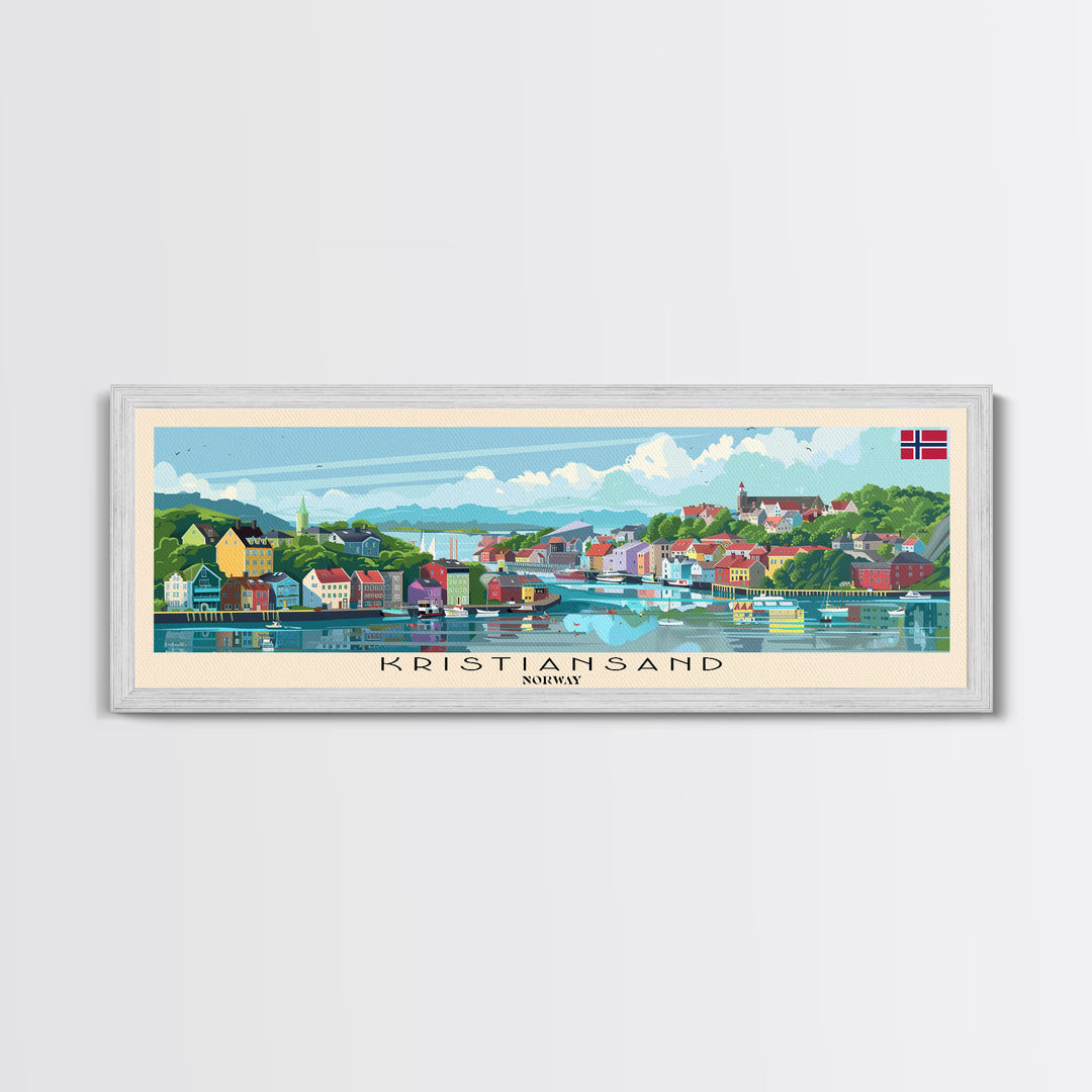 Kristiansand Norway Wall Art, Panoramic Travel Poster, Panoramic Framed Canvas Print, City Wall Art, Wall Hanging Home Decor, Travel Art