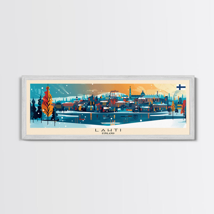Lahti Finland Panoramic Travel Poster, Framed Canvas Print or Metal Wall Art, Travel Art, Home Decor, Panoramic Painting, Midcentury Art