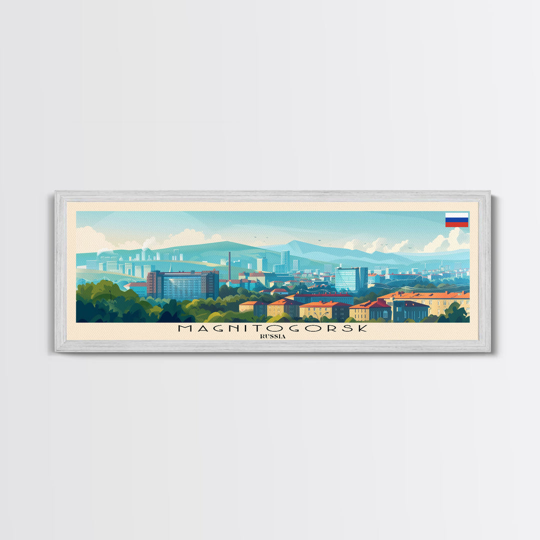 Magnitogorsk Russia Travel Print Wall Art, Panoramic City Art, Travel Art, Wall Decor, Vacation Gift, Framed Canvas Print Or Metal Art