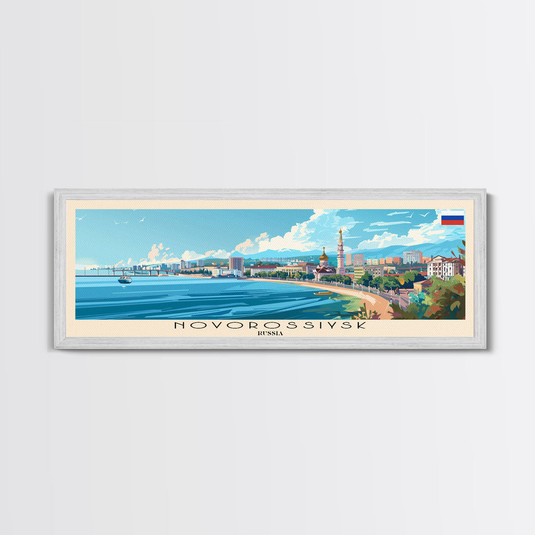 Novorossiysk Russia Wall Art, Panoramic Travel Poster, Panoramic Framed Canvas Print, City Wall Art, Wall Hanging Home Decor, Travel Art