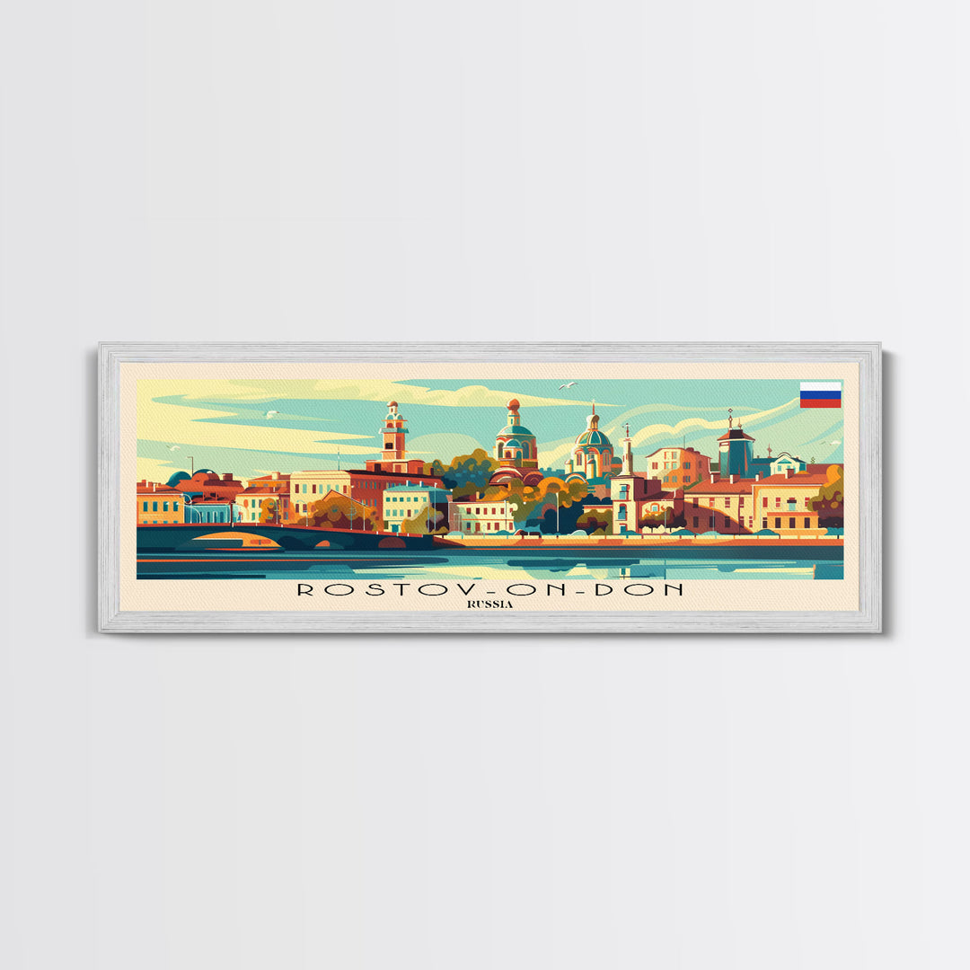 Rostov on Don Russia Panoramic Travel Poster, Framed Canvas Print or Metal Wall Art, Travel Art, Home Decor, Panoramic Painting, Midcentury Art