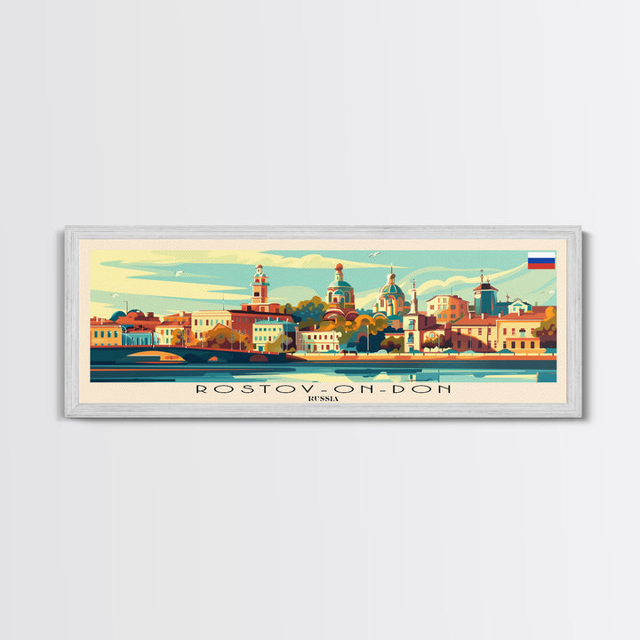 Rostov on Don Russia Panoramic Travel Poster, Framed Canvas Print or Metal Wall Art, Travel Art, Home Decor, Panoramic Painting, Midcentury Art