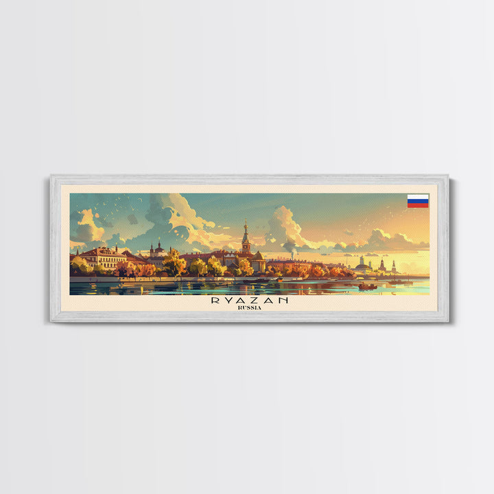 Ryazan Russia Panoramic Travel Poster, Framed Canvas Print or Metal Wall Art, Travel Art, Home Decor, Panoramic Painting, Midcentury Art
